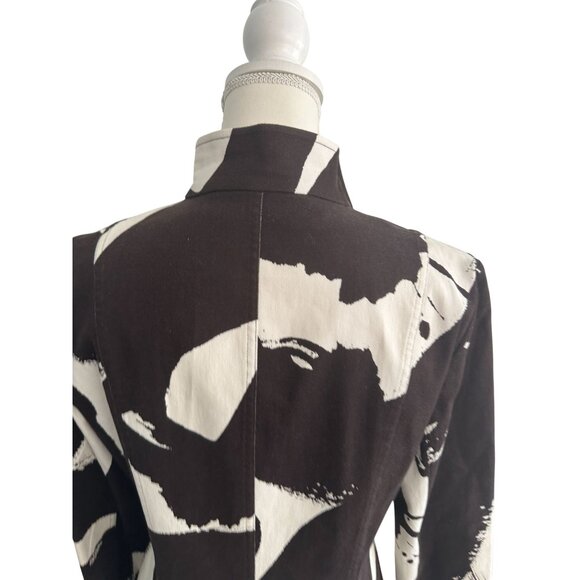 ELLEN TRACY Company Brown White Print Blazer Jacket Size 8 - Picture 8 of 8